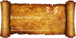 Kanka Günter névjegykártya